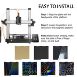 TMYPN 256x268mm Digit + Letter Build Plate for Anycubic Kobra 3 Combo 3D Printer, 3D Printer Spring Steel Plate for Anycubic Kobra 3 TMYPN