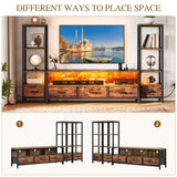 YITAHOME TV Stands for 65 inch TV Entertainment Center with 2 Industrial 4-Tier Bookshelves, LED TV Stands for Living Room, Modern Farmhouse TV Console Cabinet with Power Outlets, Rustic Brown YITAHOME