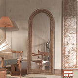 CASSILANDO Full Length Mirror Arched 65"x24" Wood Wall Full Length Distressed Large Floor Mirror for Living Room, Bedroom, Entrance.（Coffee） CASSILANDO