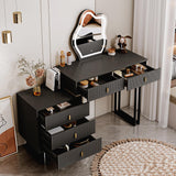 Ieejdn Black Vanity Desk with Mirror and Lights,Small Makeup Vanity with 5 Drawers，Modern Makeup Table with Adjustable Cabinet for Bedroom,Makeup Room Ieejdn