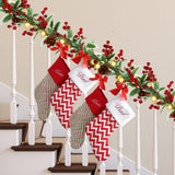 Sggvecsy Christmas Garland Red Berry Garland with Red Berries Lighted Holly Leaves Garlands Artificial Christmas Green Leaves Garland Battery Operated for Xmas Indoor Home Winter Holiday Decoration Sggvecsy