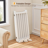 Yaheetech 36" H Extra Tall Freestanding Pet Gate 4-Panel Wooden Dog Fence with 2 Support Feet Folding Dog Gate for Indoor, Stairs, Doorways, Halls, Kitchen Wooden Pet Barrier White, 79.5" L x 36" H Yaheetech