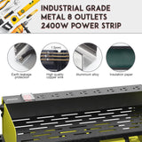 ZEAKOC Power Tool Organizer with Charging Station, 4 Layers Drill Holder Wall Mount,Metal Garage Rack with 10A Power Strip,Tool Shelves with Hooks,Drill Bit Storage, for Men Dad (Green&Black) ZEAKOC