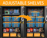 Upgraded Tall & Wide Metal Storage Cabinet with Doors & 4 Adjustable Shelves | Heavy-Duty Black Lockable Garage Cabinet with Wheels & Pegboard for Office, Gym, Basement, Warehouse (Black) basenji