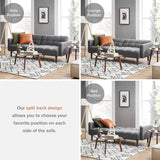 mopio Aaron Couch, Small Sofa, Futon, Sofa Bed, Sleeper Sofa, Loveseat, Mid Century Modern Futon Couch, Sofa Cama, Couches for Living Room, Bedroom (Dark Gray, Fabric) mopio