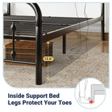 Allewie 14 Inches King Size Metal Platform Bed Frame with Victorian Style Iron-Art Headboard/Footboard, Mattress Foundation, Easy Assembly, Under Bed Storage, No Box Spring Required, Black Allewie