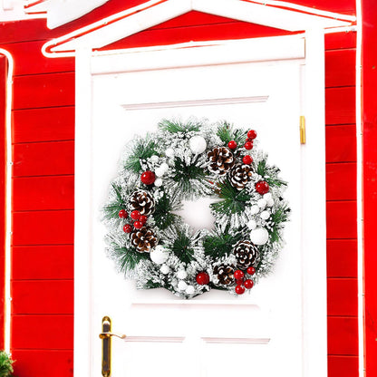 XIANGLIANG Wreath Frame 36 Inch Christmas Wreath Berry Wreath Handmade Floral Front Door Rustic Wreath Flocked with Mixed Decorations Christmas Decorations Christmas with Lights, One Size, 4ZtCtOJ6q