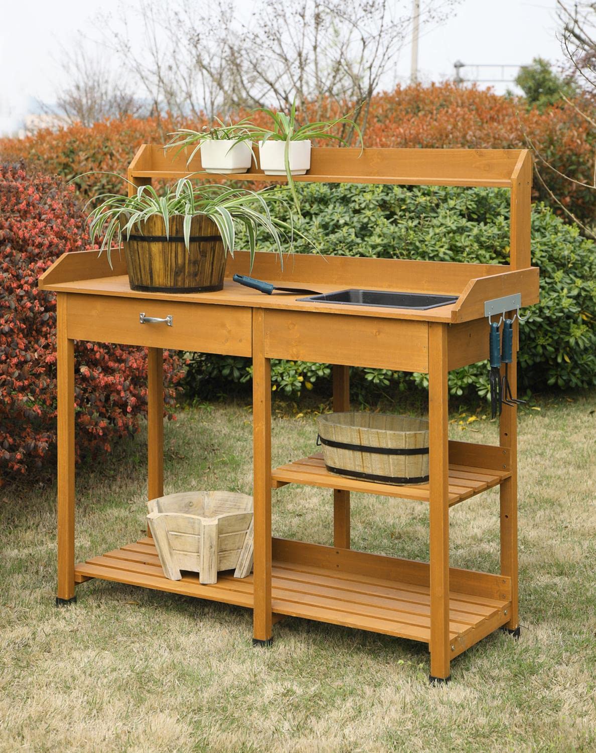 Convenience Concepts Deluxe Potting Bench, Light Oak Convenience Concepts