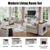 Aitjunz 45" Flip Top Electric Fireplace with Mantel, Electric Fireplace Heater, TV Stand with Freestanding Electric Fireplace, Remote Control, Adjustable Flame Level for Living Room (White) Aitjunz