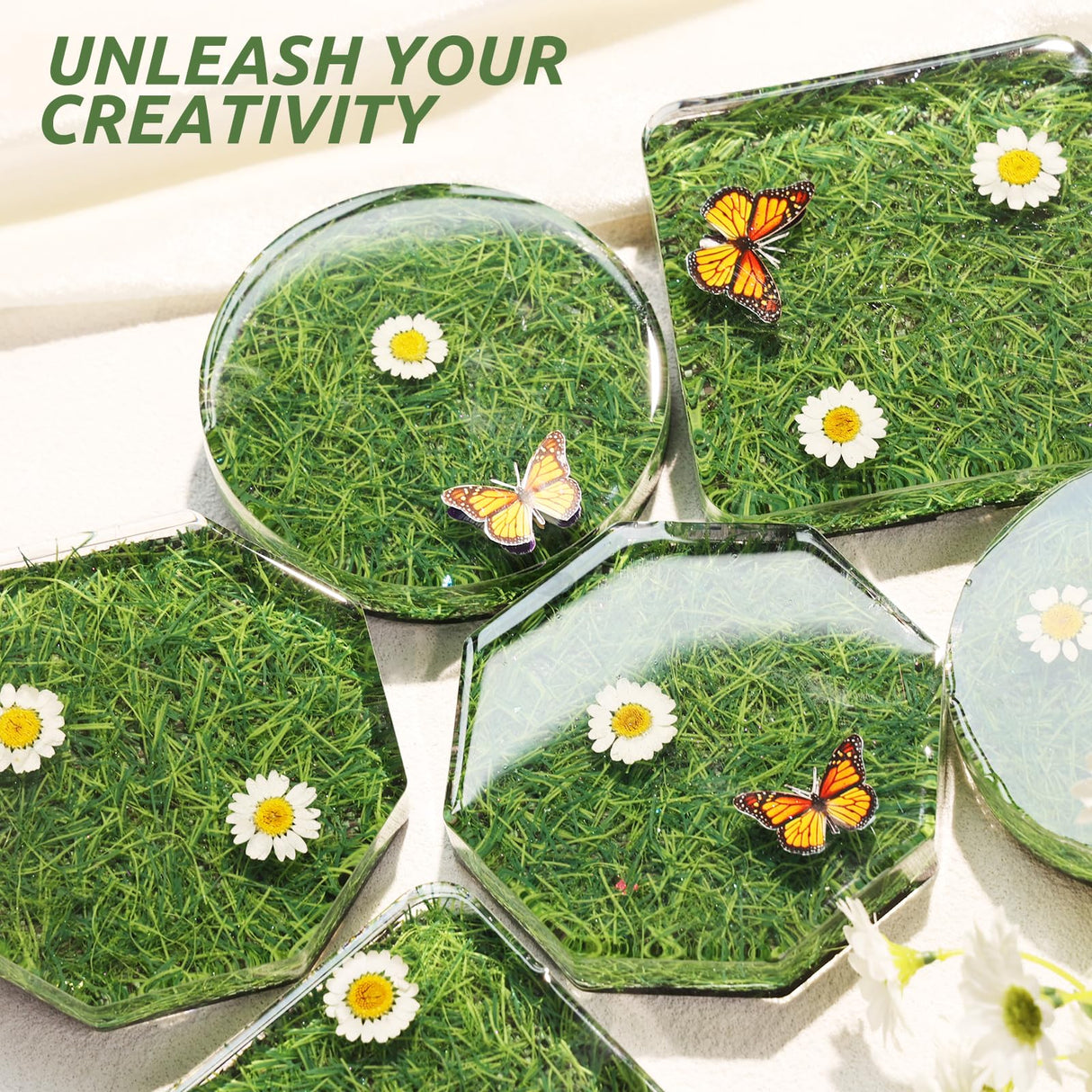 LET'S RESIN Upgraded Deeper & Larger Coaster Resin Molds, 12 Cavities Epoxy Resin Molds with 3 Pcs Round Square Octagon Shapes, Coaster Molds for Epoxy Resin, Cups Mats, DIY Craft, Bar Coaster LET'S RESIN