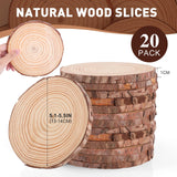 20 Pcs Unfinished Natural Wood Slices for Centerpieces.5.1-5.5 Inch Wood Rounds for Crafts. Wood Circles with Tree Bark for Christmas Ornaments,DIY Crafts,Centerpiece Table Decorations. VKIZA