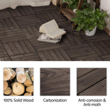 Yaheetech 55pcs Patio Deck Tiles 12 x 12in Interlocking Wood Composite Deck Wooden Flooring Deck Tiles Fir Wood Indoor&Outdoor, Black Yaheetech
