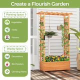 HAPPYGRILL 72" Raised Garden Bed with Trellis, 2 Pack Freestanding Wood Planter Box w/Hanging Roof & 2 Drainage Holes for Vine Climbing Plants Flowers, Outdoor Planter w/Trellis for Garden Patio HAPPYGRILL