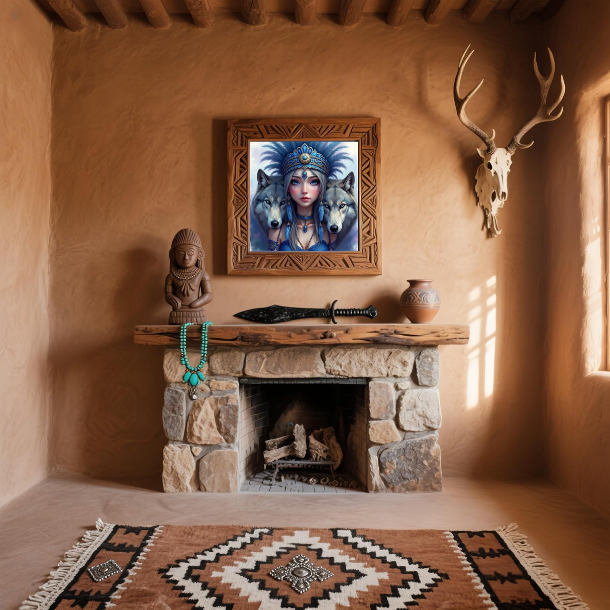 5D Diamond Art Kits for Adults Beginners, Young Woman and Wolves DIY Full Round Drill Diamond Painting Kits,Paint by Diamonds Dots Gem Art Easy,Home Wall Decor 14X14 Inch Acelii