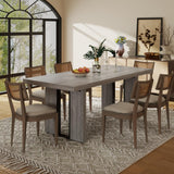 Gyfimoie 71" Large Dining Table, Rustic Farmhouse Dinner Table for 6 to 8 People, Rectangular Thick Kitchen Table with Heavy Duty Legs for Dining Room (Rustic Gray) Gyfimoie