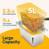 VIVOHOME Electric Deep Fryer with 3L / 13 Cup Oil Capacity, Stainless Steel Oil Fryer with Temperature Control and Lid VIVOHOME