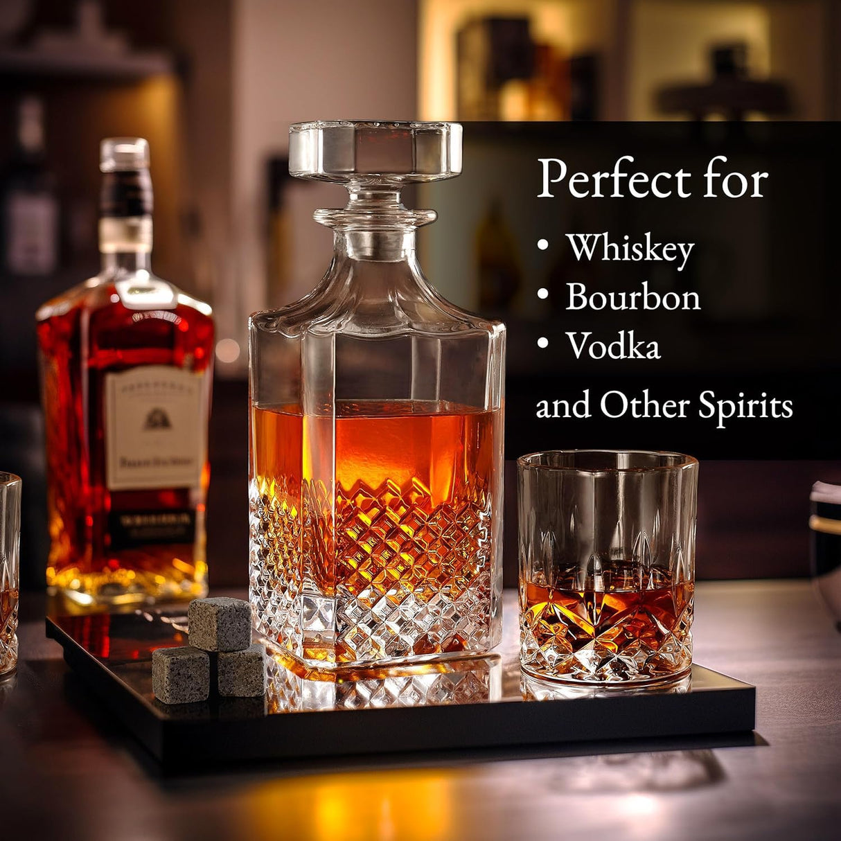 Luxury Gift For Men – Whiskey Decanter Set For Beloved Husband Or Dad Birthday Gift – 2 Whiskey Glasses And Decanter Set Is a Great Gift Idea for Whisky, Bourbon, Scotch lovers Hydro Gizmos