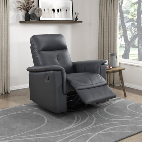 Lexicon Swivel Glider Recliner Chair, Comfy Nursery Glider, Top Grain Leather Match Recliner, Manual Reclining Chair for Living Room/Office/Apartment, Black Lexicon