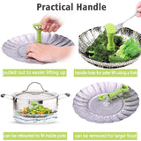 Consevisen Vegetable Steamer Basket for Cooking Food, Stainless Steel Veggie Steam Basket for Pot, Folding Expandable Steaming Insert with Extendable Handle Fits Various Size Pot, 5.1" to 9" Consevisen