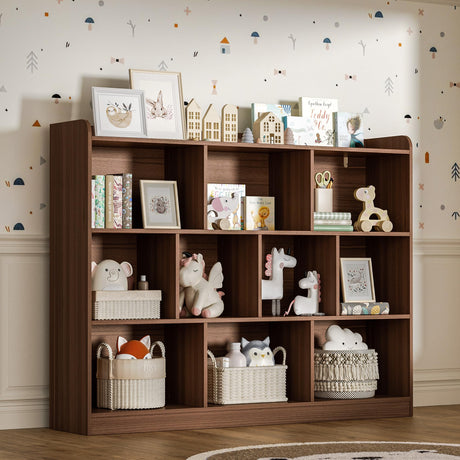 DIYART 3-Tier Brown Bookshelf with 10-Cube Storage for Modern Living Spaces DIYART