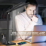 CHARYJOD Dimmable LED Desk Lamp with USB Charging Port, 50 Lighting Modes Dual Swing Arm Architect Table Lamp Light Desk Lamp for Home Office Dorm Piano Nail CHARYJOD