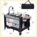 Xilingol 5-in-1 Baby Bassinet Bedside Sleeper, Baby Pack and Play with Changing Table, Portable Baby Crib with Carry Bag, Cosleeper Bassinet Attach to Bed for Newborn to Toddlers Xilingol