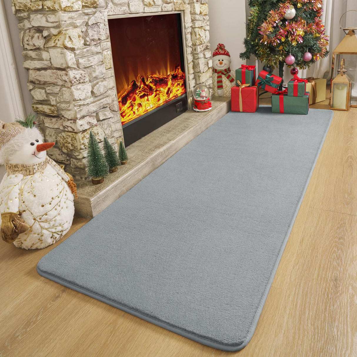 Amearea Modern Soft Hallway Runner Rug, 2x6 Feet Washable Runner Rugs for Hallway, Grey Fluffy Rug Bedroom Bedside Rugs, Non Slip Memory Foam Rug Carpet for Entrance Kitchen Living Room Decor Amearea