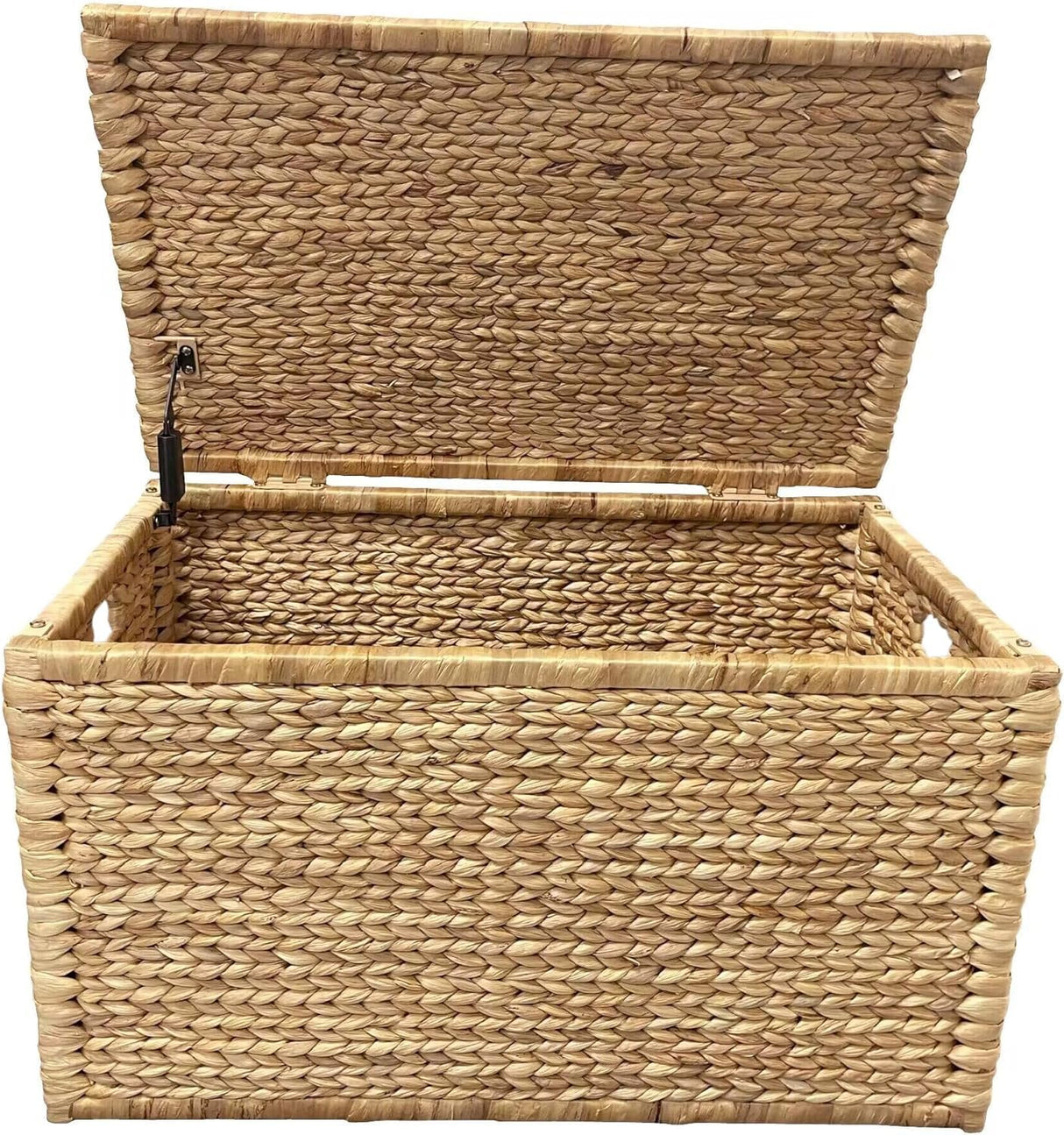 eHemco Heavy-duty Water Hyacinth Wicker Storage Trunk with Metal Frame, 30 by 17.5 by 17.5 Inches, Natural eHemco