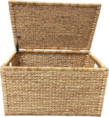 eHemco Heavy-duty Water Hyacinth Wicker Storage Trunk with Metal Frame, 30 by 17.5 by 17.5 Inches, Natural eHemco