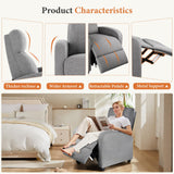 Sweetcrispy Recliner Chair Fabric Recliner Sofa No Massage, Home Theater Seating with Lumbar Support, Adjustable Push Back Overstuffed High-Density Sponge Reclining for Living Room, Slate Gray Sweetcrispy