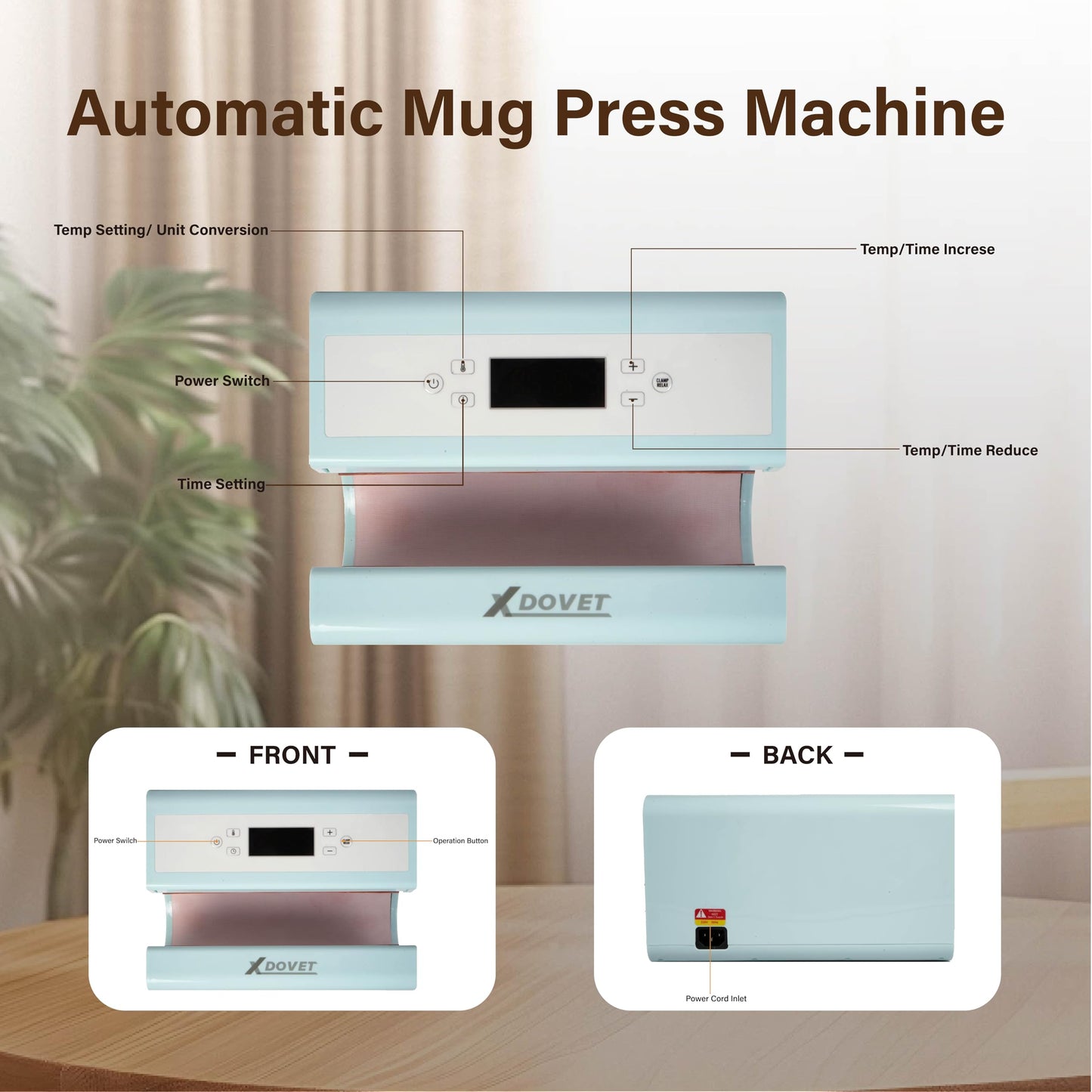 XDOVET Tumbler Heat Press Machine - Mug Press Sublimation Machine, Use with Heat Transfer Paper, Heating Fast and Even for DIY Blank Glass Coffee Cups and Water Bottle