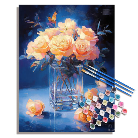 hoshiron Paint by Numbers Kit for Adults Beginner, Abstract Acrylic Adult Paint by Number Kits on Canvas, Dark Rose Flower Watercolor Paint by Number for Adults, Perfect for Home Decor Gift 16"x20" hoshiron