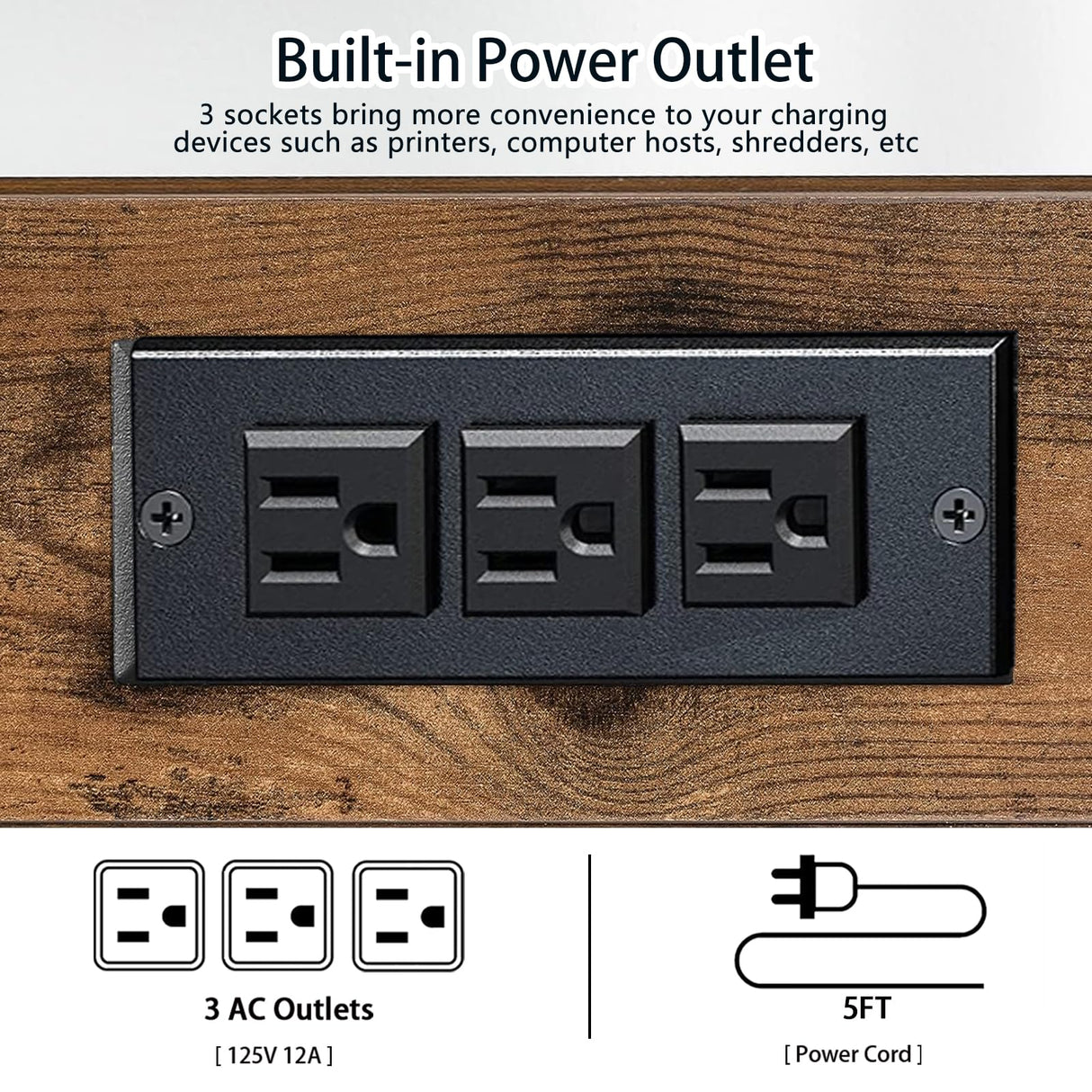 Natwind 3 Tier Printer Stand,Printer Table with Adjustable Storage Shelf, Rolling Printer Cart with Wheels for Home Office Organization,Multifunctional Shelves for Heat Press,3D Printer (Retro) Natwind