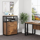 Tribesigns 2 Drawer Lateral File Cabinet with Lock, Letter/Legal / A4 Size, Large Rustic Filing Cabinet Printer Stand with Metal Wire Open Storage Shelves for Home Office (Walnut) Tribesigns