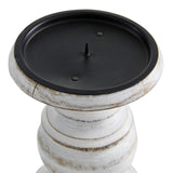 Deco 79 Mango Wood Decorative Candle Holder Turned Style Pillar Candle Stand, Set of 3 Candlestick Holder 10", 8", 6”H, White Deco 79