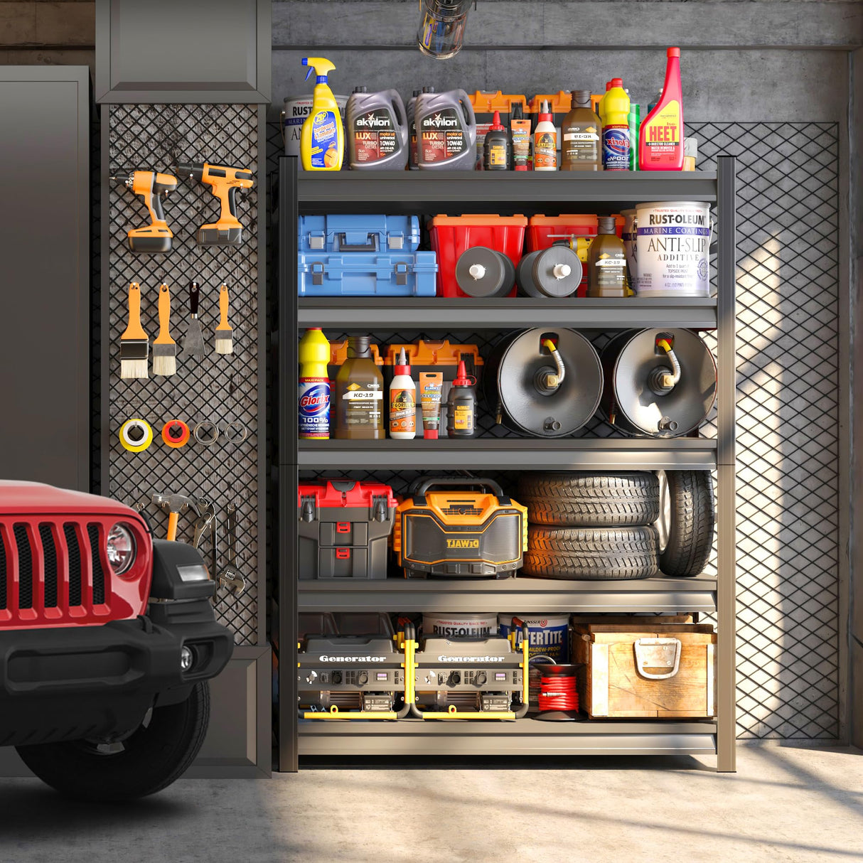 72" H, 3000 lb. Heavy Duty Storage Shelving Unit | Adjustable 5-Tier Metal Garage Storage Shelves | Easy to Assemble, Storage Shelves for Basements and Garages, 72 "H*36 "W*16 "D Metallitrend