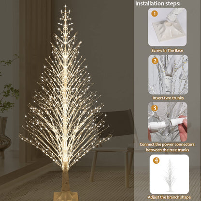 IJG 7FT Lighted Birch Tree 1000 LED Warm White Lights with Twinkle Lights，LED Artificial Tree Light for Indoor Outdoor Home Festival Wedding Party Christmas Decorations