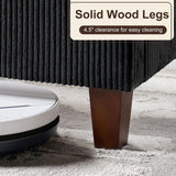 HOWE King Size Upholstered Bed Frame, Wingback Platform Bed with 50.8" Headboard, Corduroy/Solid Wood Leg/No Box Spring Needed/Noise Free/Black HOWE