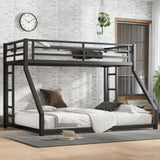 LUMISOL Metal Twin XL Over Queen Bunk Bed, Metal Bunk Bed Frame, Floor Low Bunk Bed for Kids Bedroom Guestroom, Noise Free, No Box Spring Needed, Black LUMISOL