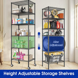 Homtell Adjustable 6-Tier Heavy Duty Wire Shelving Rack, 14" D x 24" W x 71" H Storage Shelves with Wheels, 750 lbs Capacity Rolling Metal Shelving for Garage, Pantry, Kitchen, Closet Homtell