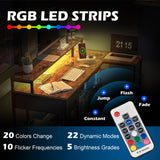 SUPERJARE L Shaped Gaming Desk with LED Lights & Power Outlets, Reversible Computer Desk with Shelves & Drawer, Corner Desk Home Office Desk, Rustic Brown, 7035ZC SUPERJARE