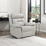 Lexicon Power Recliner Chair for Living Room, Top Grain Leather Match Recliner with Pillow Top Armrests, Home Theater Seating, Wall Hugger Recliners with USB Port, 40" W, Silver Lexicon