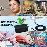 Slskbut Airbrush Kit with Air Compressor 7-Gear Adjustable, 55 PSI Professionals High-Power Air Brush Set, Dual-Action Airbrush Spray Gun Set, for Painting, Nail Art, Makeup, Model and Cake Coloring SLSKBUT