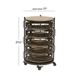 Deco 79 Metal Kitchen Storage Cart Rolling Circular 6 Shelf with Adjustable Shelves, 17" x 17" x 28", Brown Deco 79