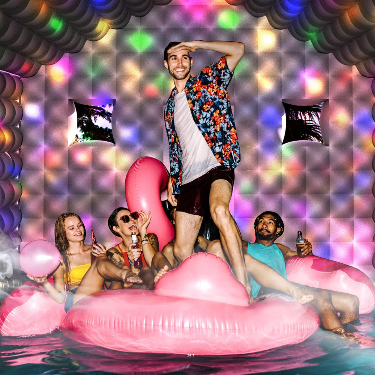 WUHUWOO Inflatable Nightclub 20x16.8x12 Ft, Large Black Inflatable Club Tent with 950w Blower and Logo Area, Inflatable Party Tent for Adults Birthday Backyard Wedding Rental (Black, 20x16.8x12 Ft) WUHUWOO