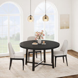 IDEALHOUSE 47" Round Dining Table for 4, Kitchen Dining Room Table with Sturdy Metal Frame, Wood Circle Kitchen Table for Space Saving -Black IDEALHOUSE