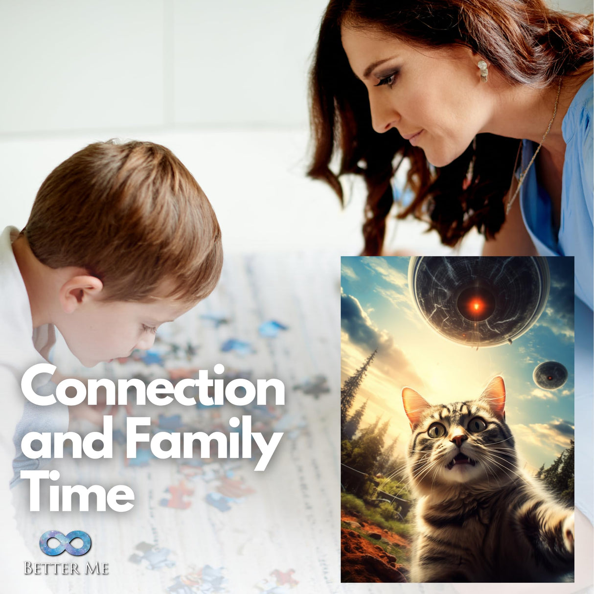 UFO Selfie Cat 1000 Piece Puzzle - UFO Cat Puzzles for Adults with Alien UFO Spaceship. Jigsaw Puzzle for Cool Puzzle, Fun Puzzle & Unique Puzzle Fans (UFO Selfie Cat Puzzle) Better Me