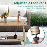 YITAHOME Outdoor Wicker Coffee Table with 2-Layer, 39.4" Rectangle Outside Side Table with Faux Wood Top, All-Weather Rattan Patio Bistro Table for Garden Backyard Porch - Brown YITAHOME