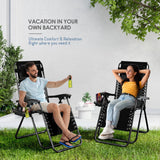 Nestl Zero Gravity Chairs Set of 2, Patio Lounge Chair Outdoor with Pillows & Cup Holder Trays, Adjustable Steel Mesh Reclining Camping Chair, Folding Patio Lawn Chair for Deck, Beach, Yard - Black Nestl