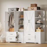 LIKIMIO Armoire Wardrobe Closet 70" H, Bedroom Wooden Wardrobe with 3 Doors 2 Drawers, Modern Clothing Storage Cabinet Combination with Storage Shelves and Hanging Rail, White LIKIMIO